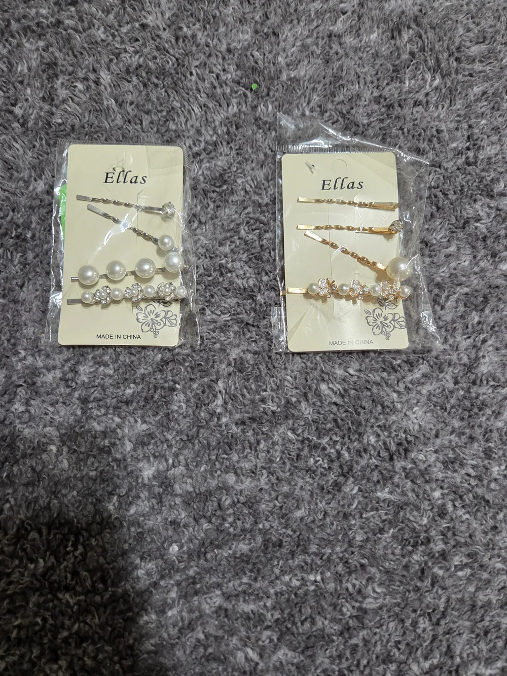 Ella Pearl and Crystal Hair Pin Set - Gold and Silver